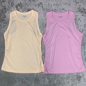Athleta With Ease Cinch Tank Top Lot of 2 Womens M Pink Lt Peach Yoga Gym 824699
